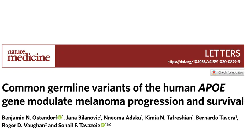 Our paper on the impact of APOE germline variants on tumor immunity is out in Nature Medicine